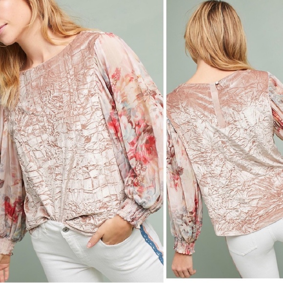 Anthropologie Tops - Anthropologie Meadow Rue Velvet Blouse
